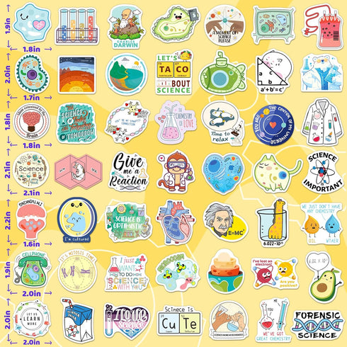 200PCS Science Stickers for Chemistry, Biology, Physics, Great for Students, Teachers, and Laboratory Decor