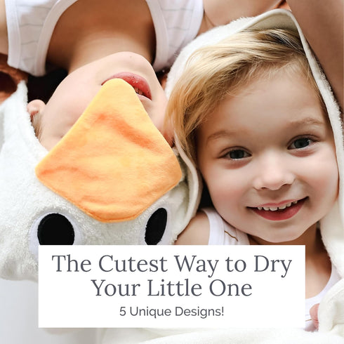 Natemia Premium Hooded Baby Towels - Ultra Soft Baby Bath Towel with Animal Design, Toddler Bath Towel, Newborn Towels