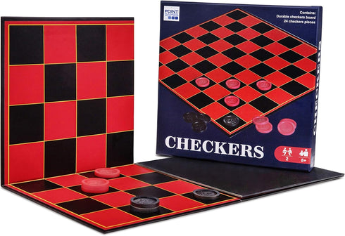 Checkers Board for Kids – Fun Checkerboard Game for Boys and Girls, Interlocking Checkers with Foldable Board