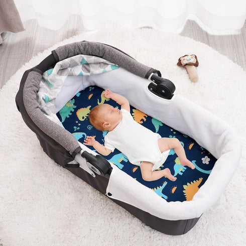 PHF Soft Bassinet Sheet Set, 2 Pack Silky Comfy Breathable Cradle Sheets for Baby Boys Girls, Universal Fit, Dinosaur