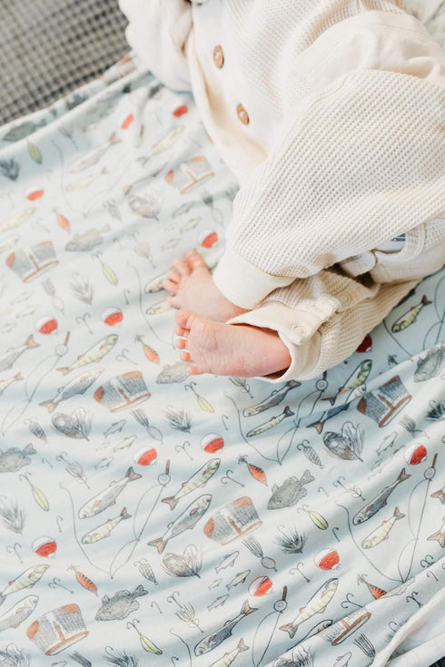 Trout Pattern Large Baby Swaddle Blanket - Premium Knit Receiving Blanket