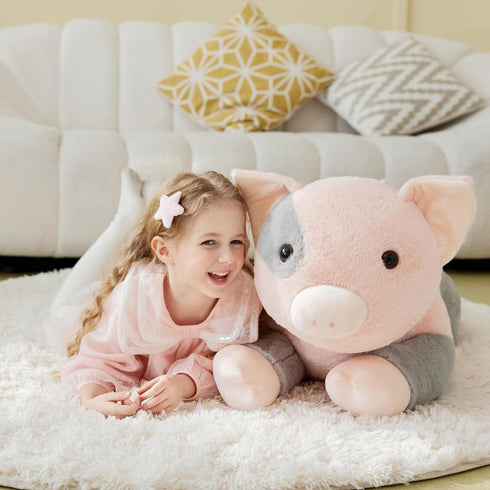 IKASA Giant Fragrant Pig Stuffed Animal Plush Toy, 30" Jumbo Soft Toy, Cute Fluffy Oversized Plushie for Kids