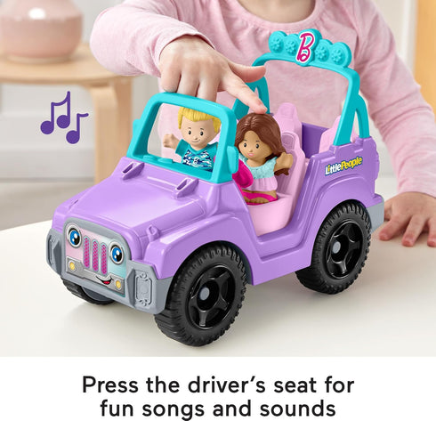 Fisher-Price Little People Barbie Toy Car - Beach Cruiser with Music Sounds and 2 Figures for Pretend Play