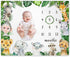 Safari Milestone Blanket, Jungle Animals Baby Growth Chart, Watch Me Grow, 50"x40" for New Moms Baby Shower