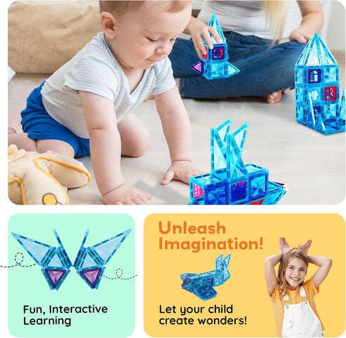 71pc 2 Set 3+ PTM71 PicassoTiles Mini Diamond Series Winter Ice Theme Magnetic Tile Building Blocks Character Action