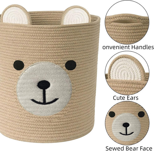 Saiiwnn Bear Basket for Nursery, Baby Baskets for Storage, Baby Shower Baskets, Laundry Basket, Storage Hamper