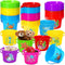 Leitee 50 Pieces Mini Plastic Sand Bucket for Kids, 6.3 Inch Small Beach Pail for Summer Beach Toys