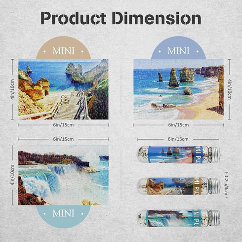MISITU Small Puzzles for Adults - Mini 150 Pieces Micro Jigsaw Puzzles, Challenging Travel Games, 3 Pack