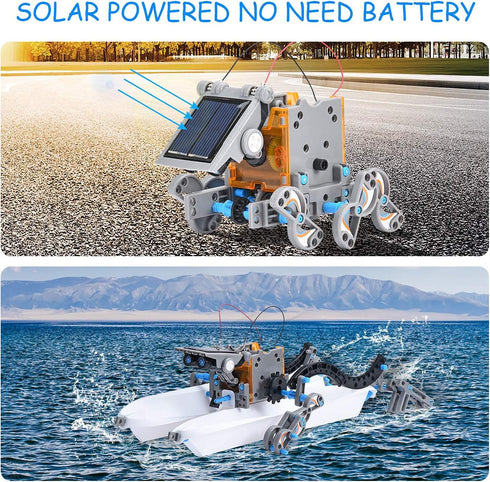 AESGOGO 12-in-1 Creation Solar Robot Kit, STEM Projects Science Experiments Toys for Kids Ages 8-12, Educational DIY