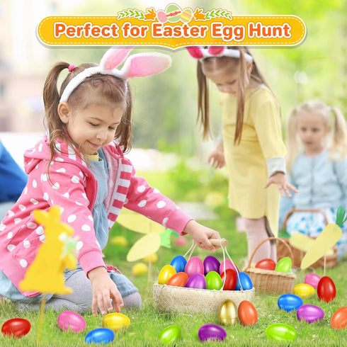 2.3 60 1 SpringFlower Unfilled Easter Eggs, pcs Colorful Egg Plus Golden Egg, Empty Plastic Eggs Fillable with Candy