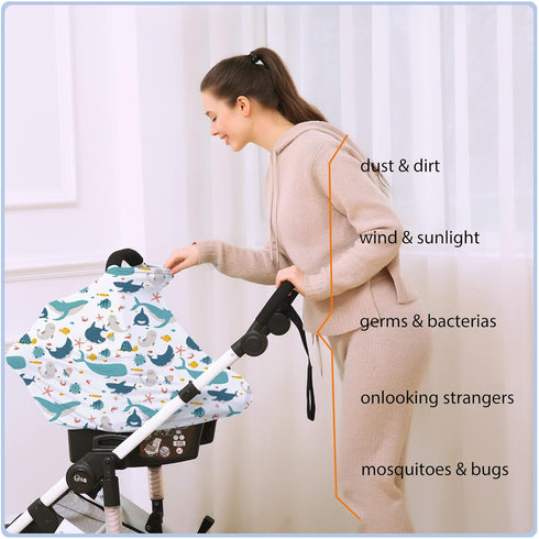Car Seat Covers for Babies - Multi- use Nursing Carseat Canopy, Breastfeeding Covers, Baby Shower Gifts for Boys