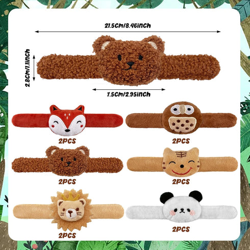 12 PCS Stuffed Animal Slap Bracelets Plush Animal Snap Bracelets Cute Wrist Slap Band Toy Wrist Animals Wrist Pets Slap Bracelet Wrist Toy for Boys Girls Easter Birthday Gifts Party Favors 6 Styles