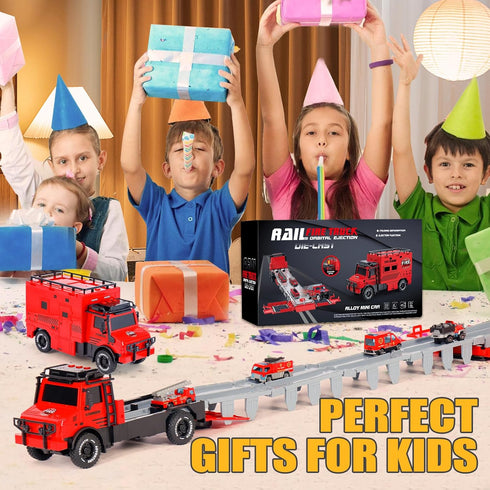 3-7 6 Versatile Transforming Truck with Race Tracks for Kids Ages - Foldable Car Toy with Dual Launchers, Cars