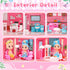 AmiDear 4-Story 11 Playset 3 4 5 6 7 8 9 10 Dollhouse with Rooms, Dream Gift Princess Doll House with Furniture Pool