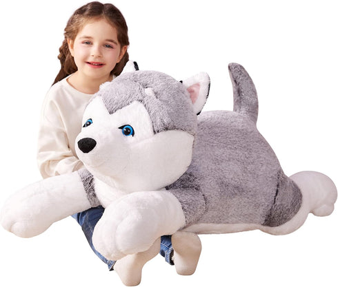 IKASA Giant Husky Stuffed Animal Plush Toy - 30" Large Dog Puppy, Cute Jumbo Soft Fluffy Plushie, Gifts for Kids
