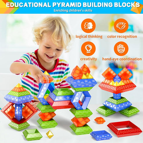 Doloowee 30 Pcs Montessori Stacking Toys for Toddlers 1-5, Building Blocks Educational Gift for Christmas Stocking