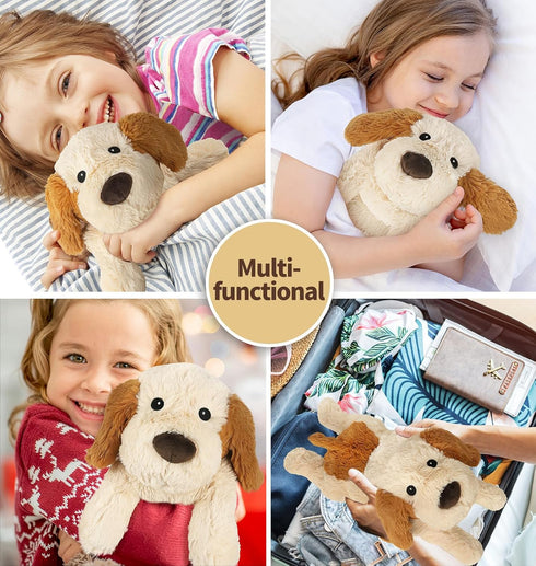 Puppy Stuffed Animals, Microwavable Stuffed Animal Adorable Fluffy Dog Plush for Warmth, Heatable & Coolable Lavender