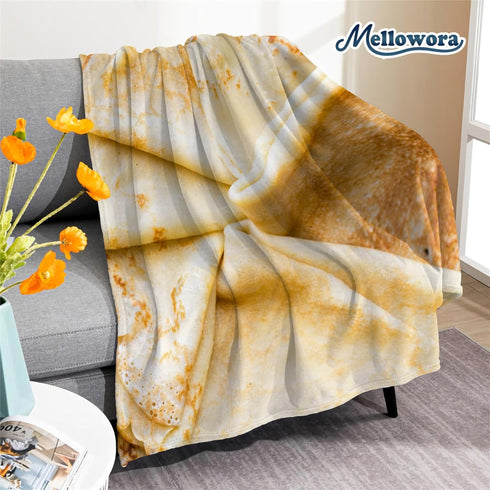 Mellowora 50"x40" Breakfast Butter Pancakes Blanket, Funny Realistic Food Dessert Throw Blanket for Kids, Cheese Plush