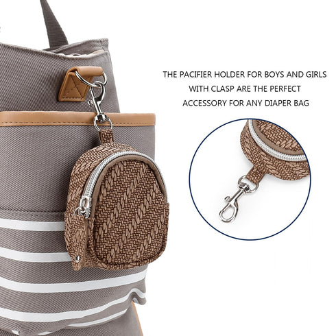 2 MOMIGO Pacifier Case Bag - Pacifier Holder with Clip for Diaper Bag Stroller Purse Charm, Holds Pacifiers Outdoor