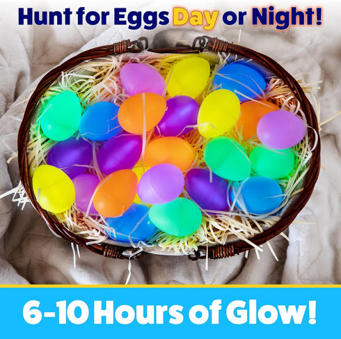 72 216 288pcs PartySticks Easter Glow Eggs & mini Glow Sticks total, Glow-in-the-Dark Kids Teens Adults Easter Basket