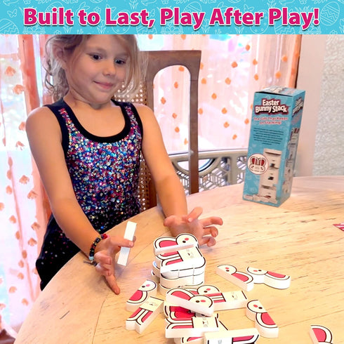 6+, Easter Bunny Stack Bunny-Themed Wooden Stacking Game for Kids & Adults, Fun Family Tower Game, Indoor & Outdoor