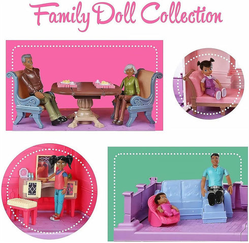 Beverly Hills Doll Collection Sweet Li'l Family African American Dollhouse People Set of 9 Action Figures