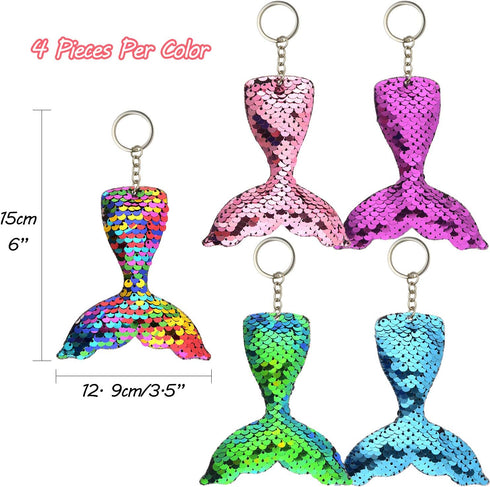 FEPITO 20 PCS Glitter Mermaid Tail Keychains for DIY Projects and Birthday Party Supplies