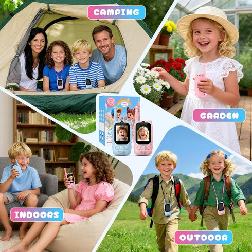 FieGsom 2 Pack 2 Kids Audio/Video Walkie Talkies, Rechargeable Walkie Talkies for Kids with Screen & Camera & Voice