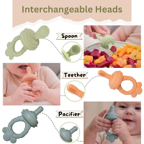 Set 3 4+ Baby Fruit Feeder BPA-Free Silicone Fresh Food Feeder with Replacement Teats, Teething Feeder for Fruits
