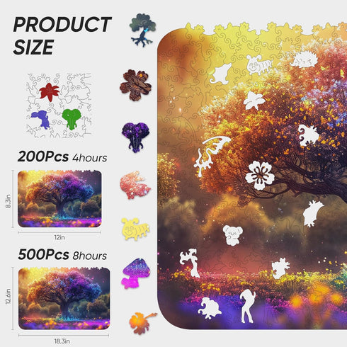 Wooden Puzzles for Adults,Tree of Life Wooden jigsaw puzzles 200pcs,8.3x12in,Medium,Unique Shape adult Puzzles,Irregular Wood Puzzles Creative Gift for Adults and Kids Family Game