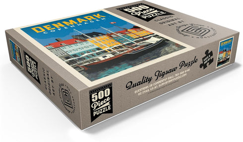 MyPuzzle Denmark Vintage Poster, Premium 500 Piece Jigsaw Puzzle for Adults