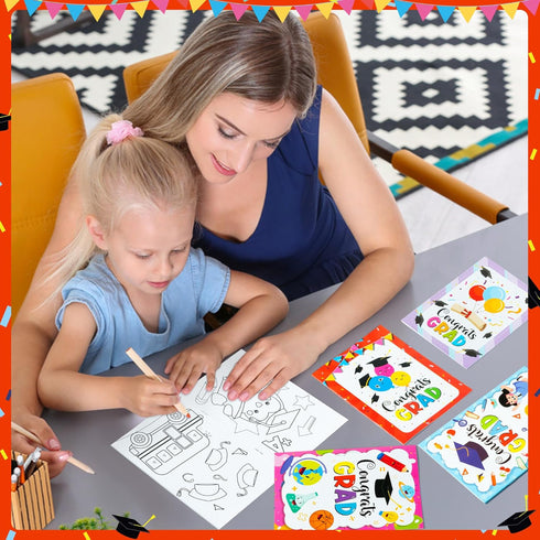 24Pcs Kindergarten Graduation Coloring Books - Congrats Grad DIY Color-in Pages Books for Kids Bulk Pre-kindergarten