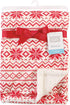 Hudson Baby Unisex Baby Plush Mink and Sherpa Blanket, Red Fair Isle, One Size for Infants
