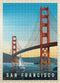 MyPuzzle San Francisco: Under The Golden Gate Vintage Poster - Premium 500 Piece Jigsaw Puzzle for Adults