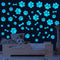 Glow in The Dark Dog Paw Print Stickers, Wall Decals for Pup Dog Room Decor, Removable Animal Footprint Decal (Blue)