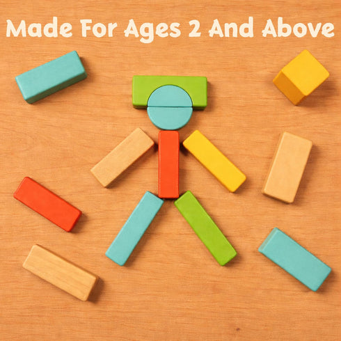 Set, 72 Natural Wood Building Blocks Pastel Color Pieces Castle Construction Blocks with Storage Tray, Educational STEM
