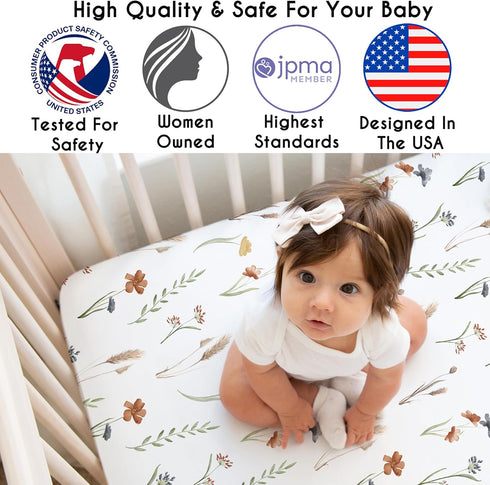 Sweet Jojo Designs Baby Fitted Mini Crib Sheet (Multicolor Boho Floral) for Girls, Newborn/Infant Nursery, Play Yards