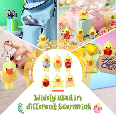 100 Zhanmai Pcs Mini Plush Animal Toys Bulk Small Chick Keychain Party Favors Stuffed Small Animals for Easter Egg