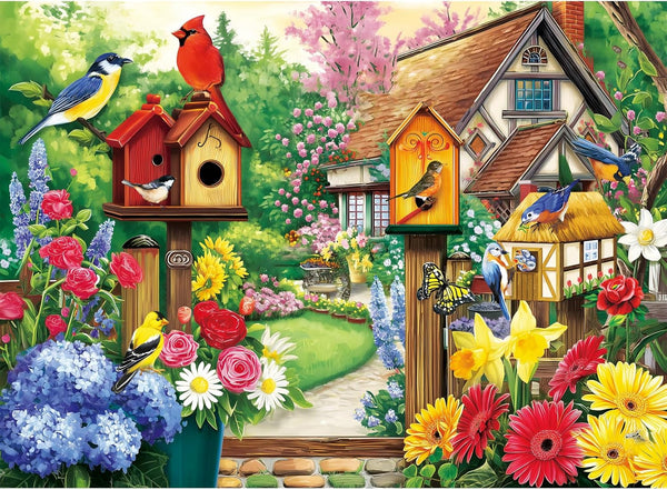 VoYouTwo 300 Piece Puzzles for Adults, Garden Birds Birdhouse Village Puzzle for Adults