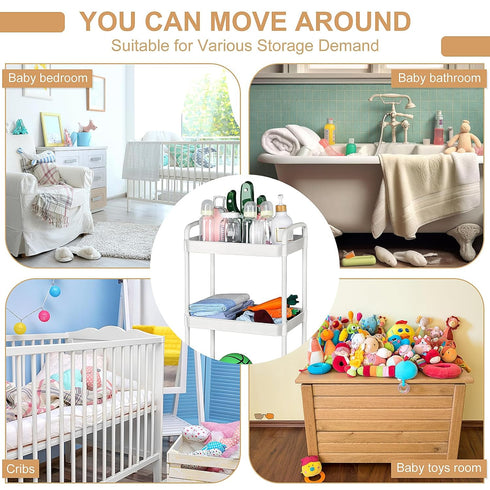 4-Tier Barydat Baby Diaper Cart Movable Diaper Caddy Organizer Rolling Plastic with Wheels White Essentials Baby