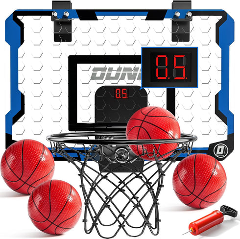 Over The Door Mini Basketball Hoop for Kids, Indoor Basketball Hoop with Scoreboard & 4 Balls, Sport Toys Gifts for