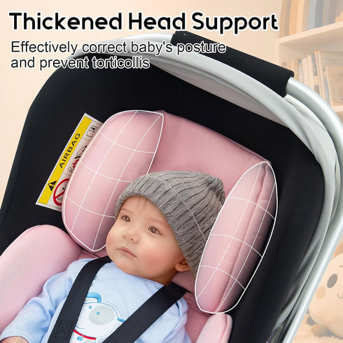 Infant Car Seat Insert with Extra Headrest for Preemie to Newborn, Thickened Baby Car Seat Head Support for Girls Boys