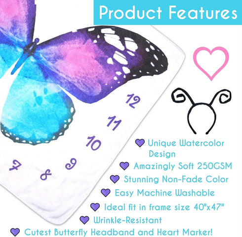Evovee Baby Monthly Milestone Blanket for Girl Boy Unisex - Month Age Photo Photography Backdrop