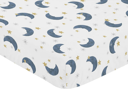 Sweet Jojo Designs Fitted Baby Crib Sheets (Moon and Star) for Boys or Girls, Infant Nursery, Toddler Room - Standard