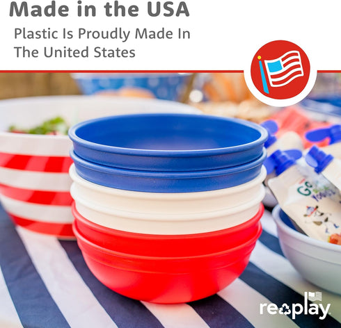 20 Oz. Pack 6 Set 4.75" 4.75" 2" Re-Play Made in USA Reusable Plastic Bowls, of - Dishwasher and Microwave Safe Bowls