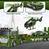 DWIRCTOYS 3 4 5 6 7 8 25" Kids Toys for Ages Years Old Boys, Large Army Semi Truck with Helicopter & Race Car, Friction