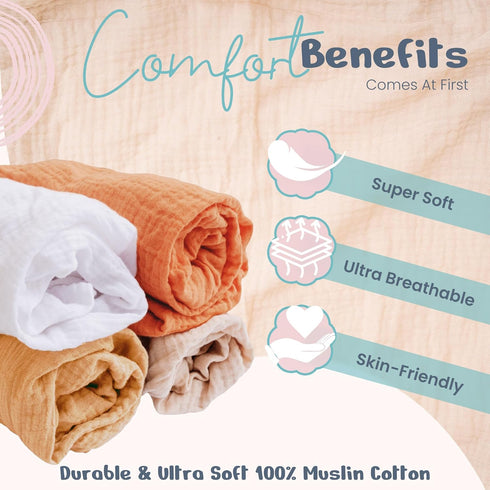 100% Muslin Changing Pad Cover Pack of 4 - 32x16 Ultra Soft Baby Changing Pad Covers for Girls and Boys - Easy Wash