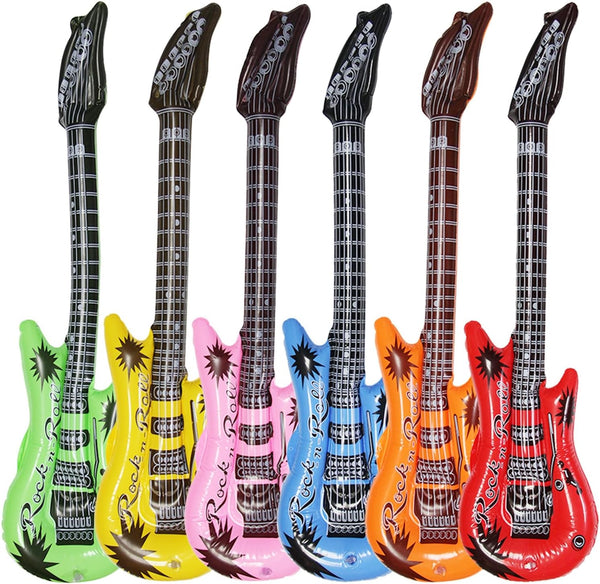 Dr.dudu Inflatable Guitar, Waterproof, Assorted Colors, Party Decoration (6 Pack)