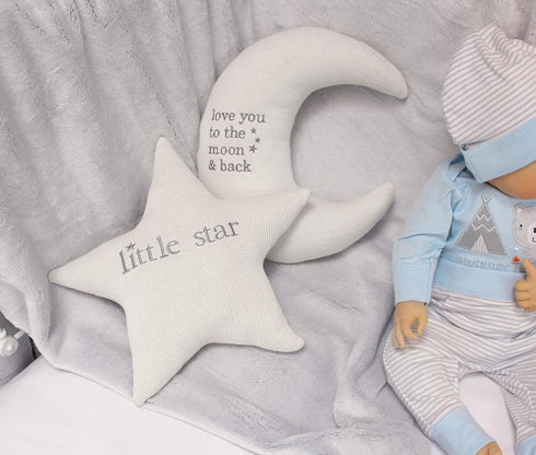 Set Lillian Rose White Star and Gray Moon Nursery Pillow