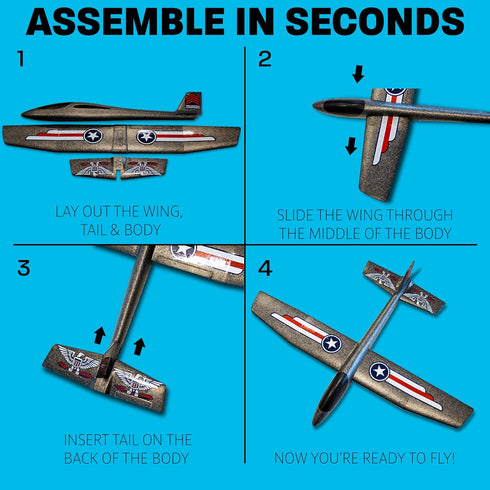Airplane Toy For Kids: Foam Glider Plane Toy, Safe & Easy to Throw, Gifts for Boys & Girls Ages 4-10 Outdoor Games